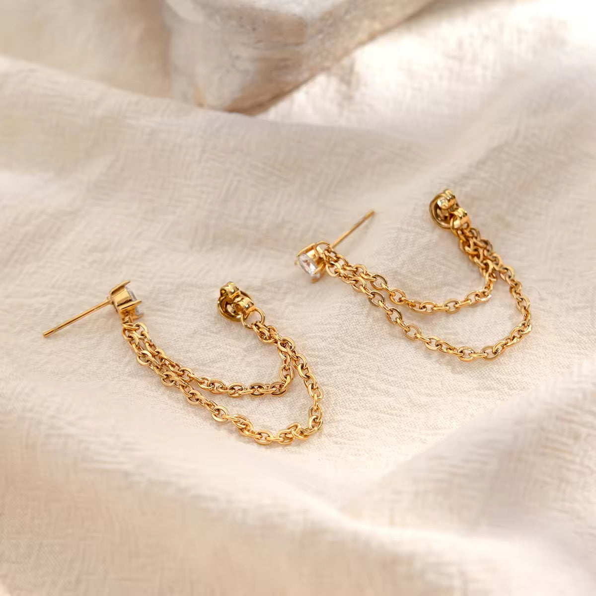 Drop Chain Tassel Earrings