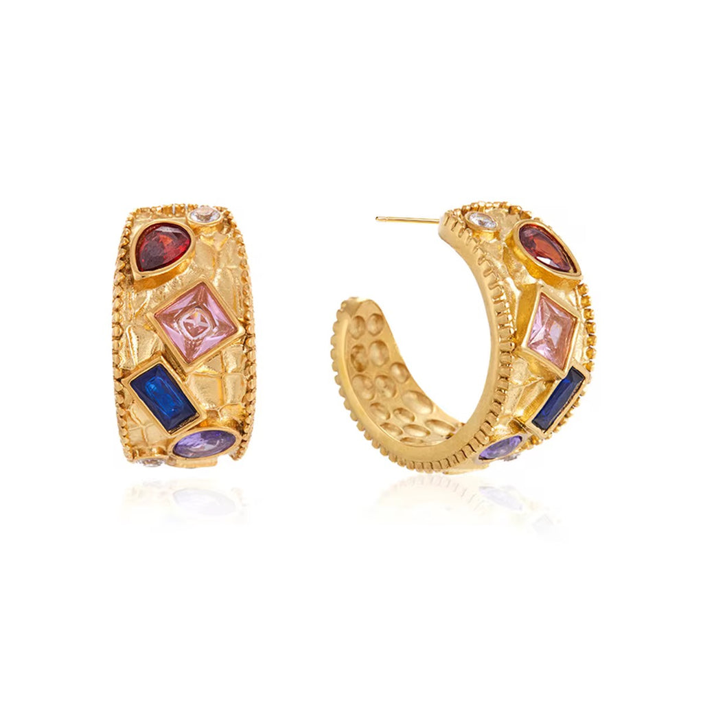 Mosaic gemstone Hoop earring