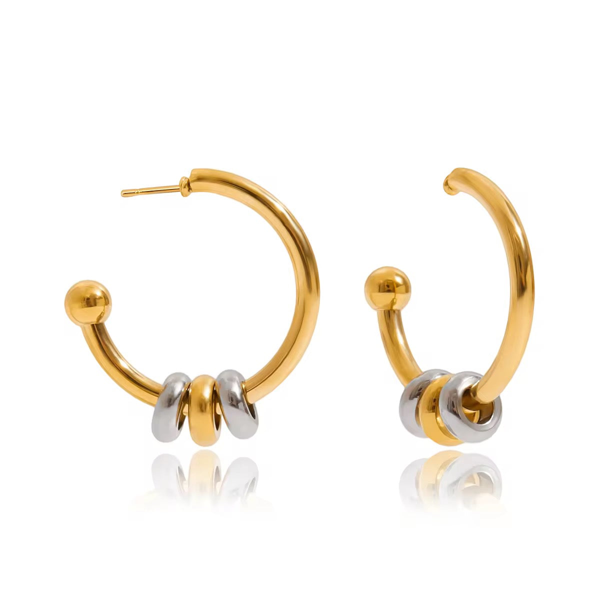 Two Tone Gold Hoop Earring
