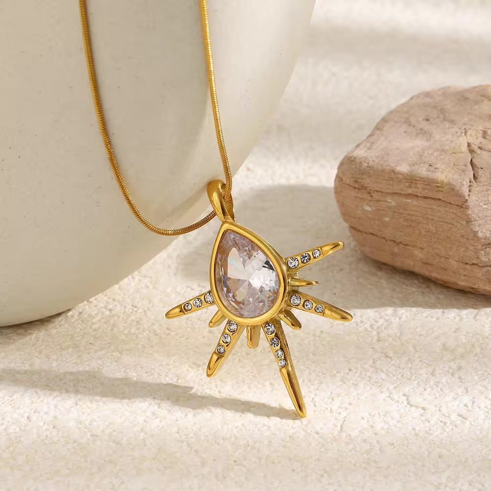 Sunburst Teardrop Necklace