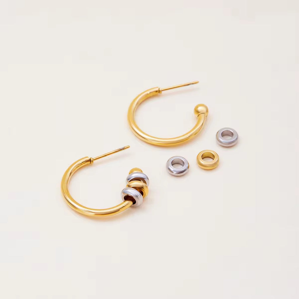 Two Tone Gold Hoop Earring