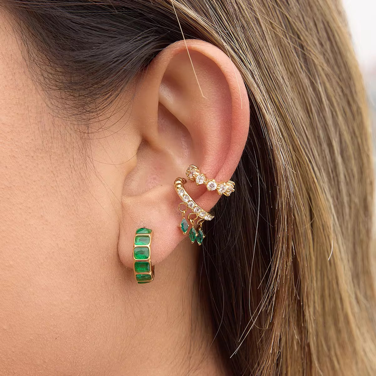 Emerald Crystal Hoop earrings