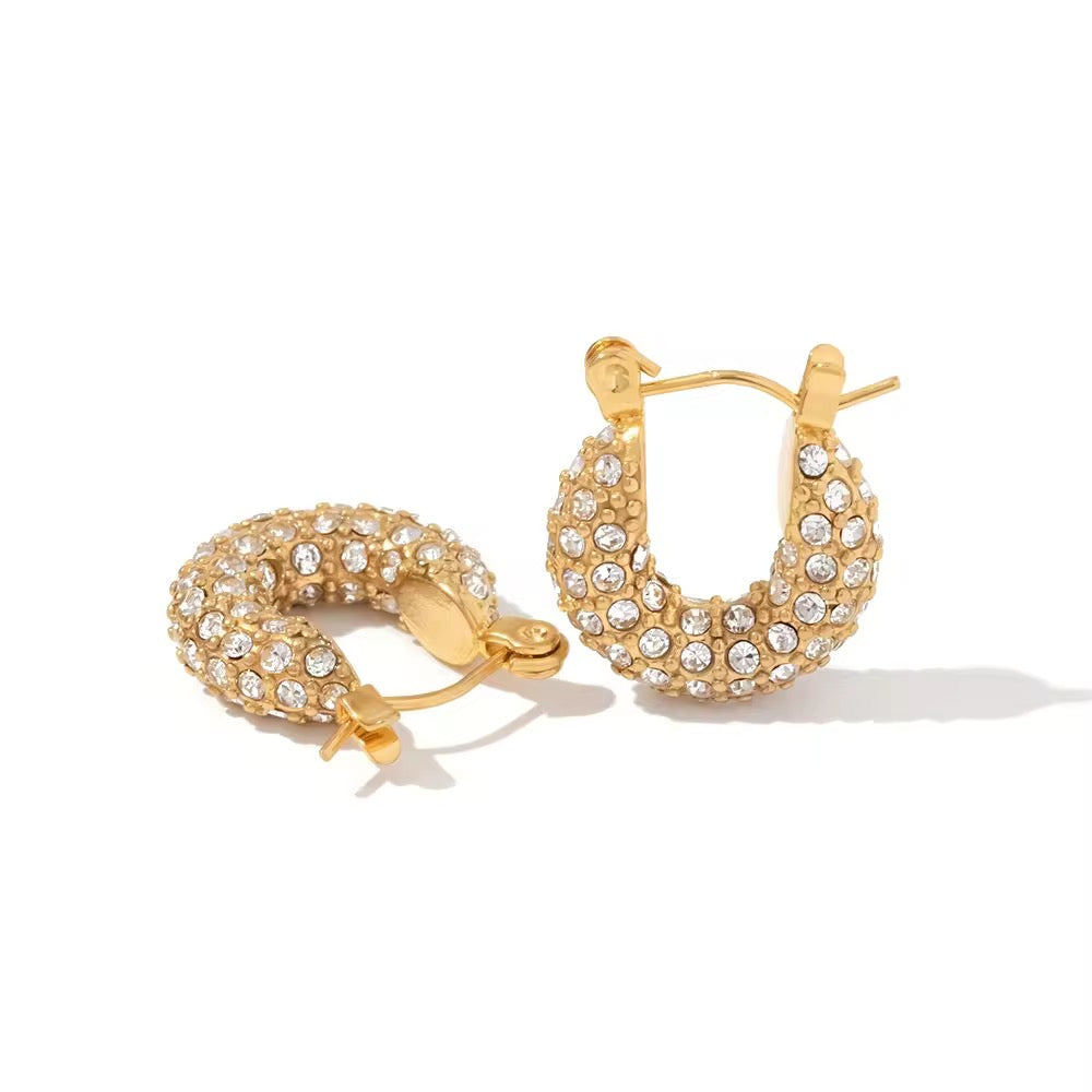 Crystal Pave Huggie Hoops