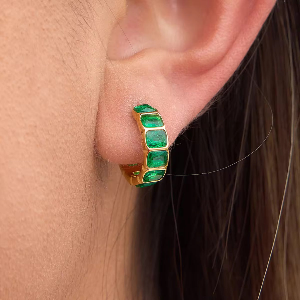 Emerald Crystal Hoop earrings