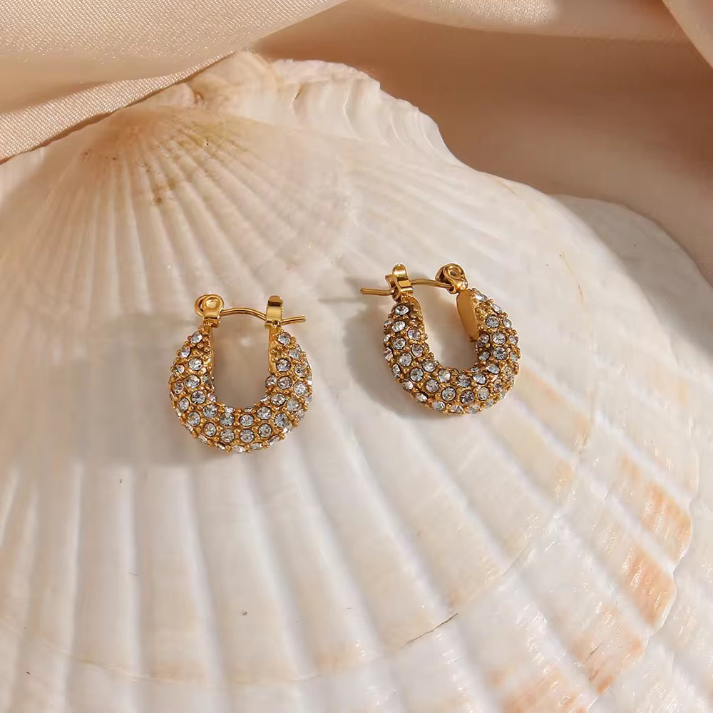 Crystal Pave Huggie Hoops