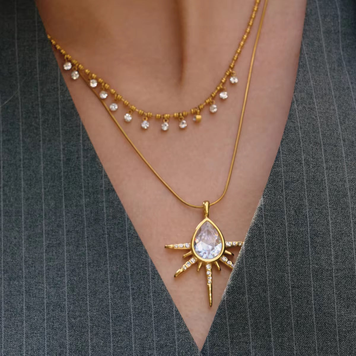 Sunburst Teardrop Necklace