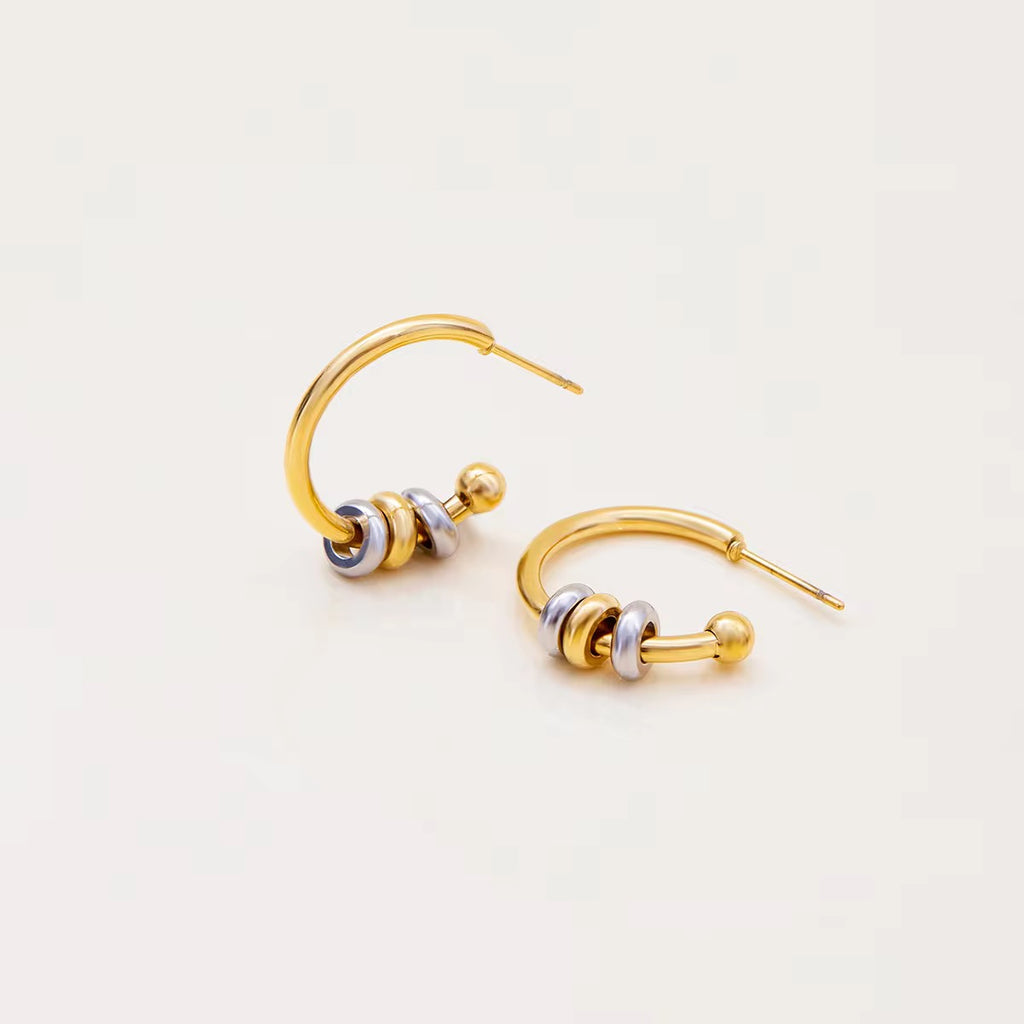 Two Tone Gold Hoop Earring