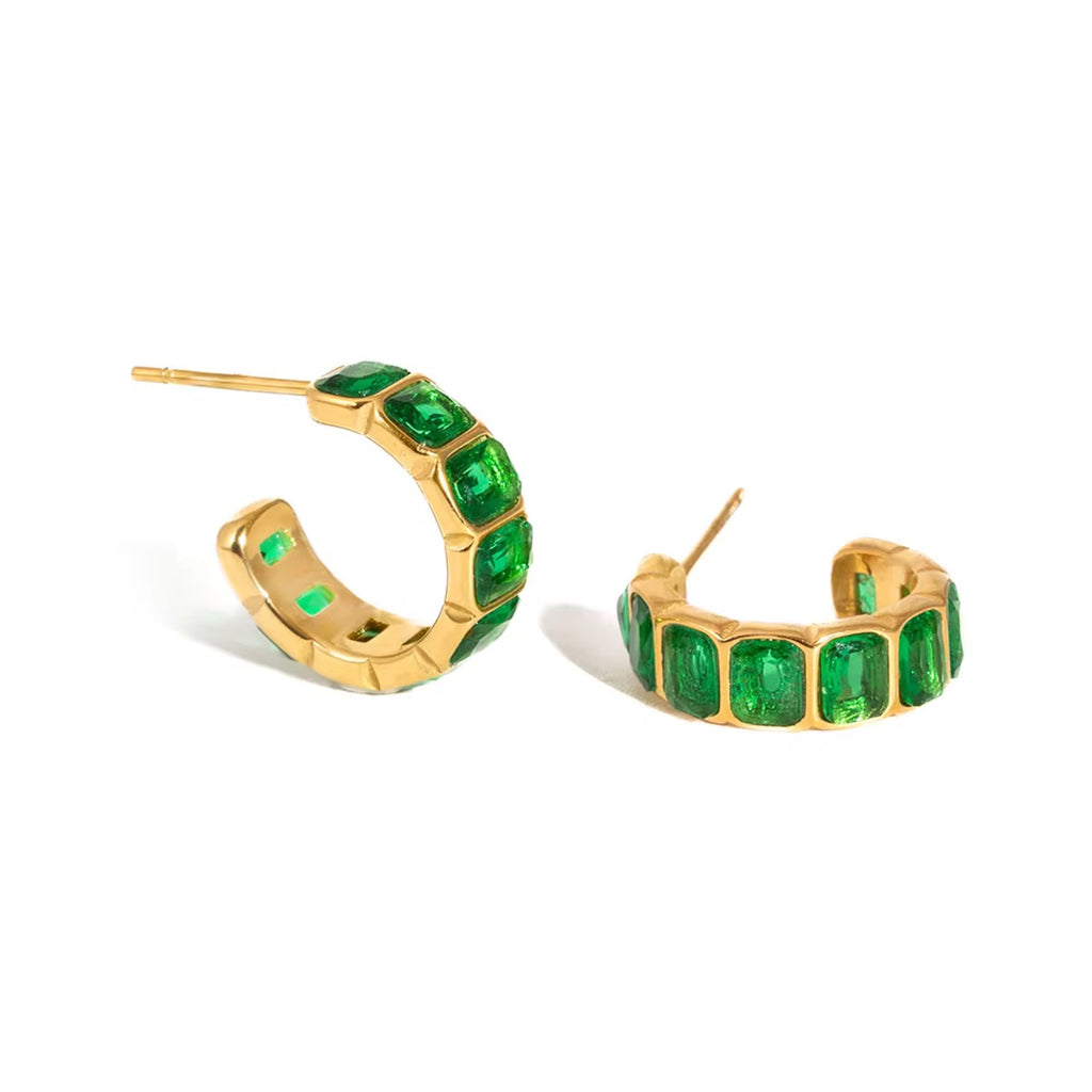 Emerald Crystal Hoop earrings