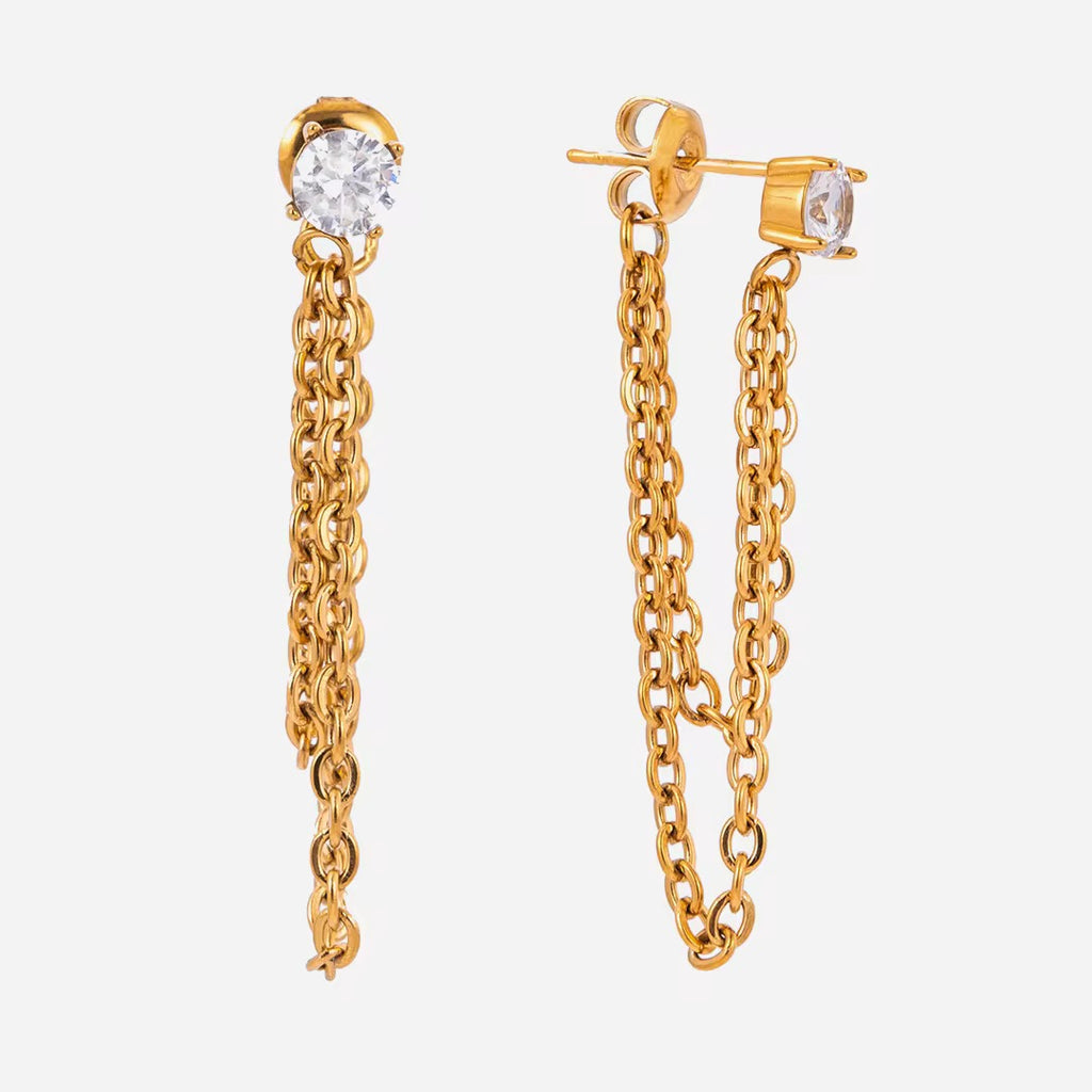 Drop Chain Tassel Earrings
