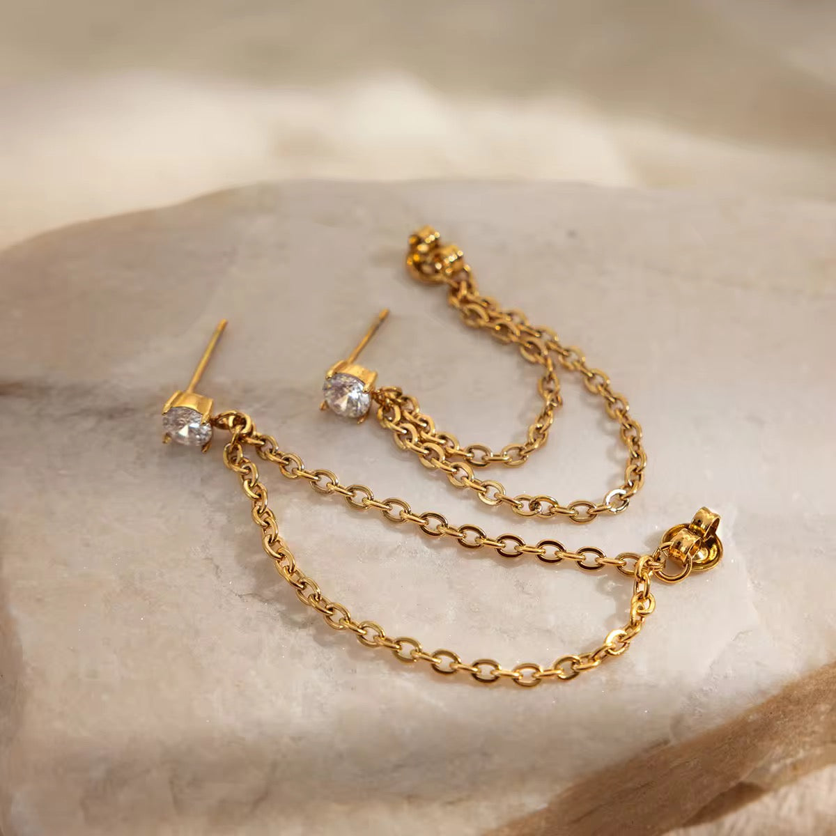 Drop Chain Tassel Earrings