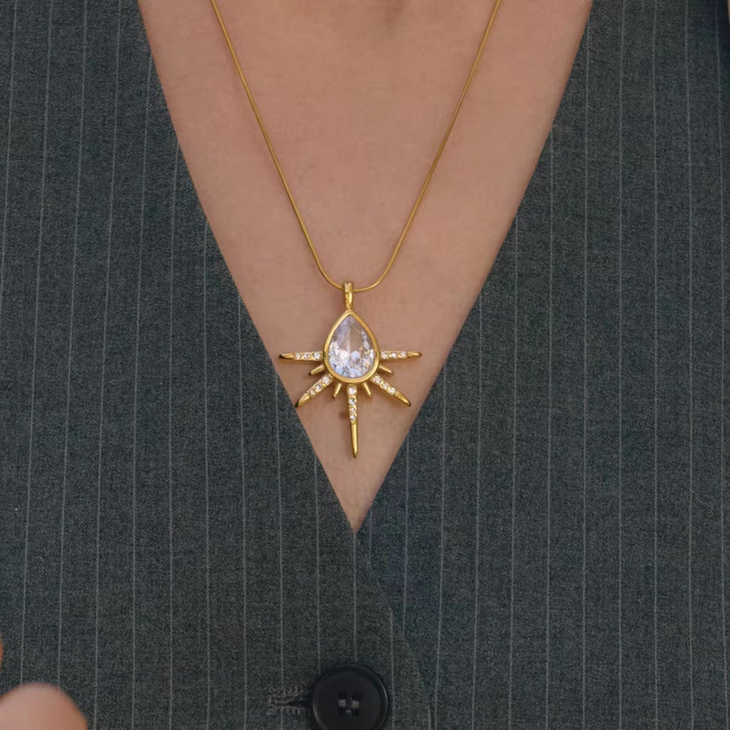 Sunburst Teardrop Necklace
