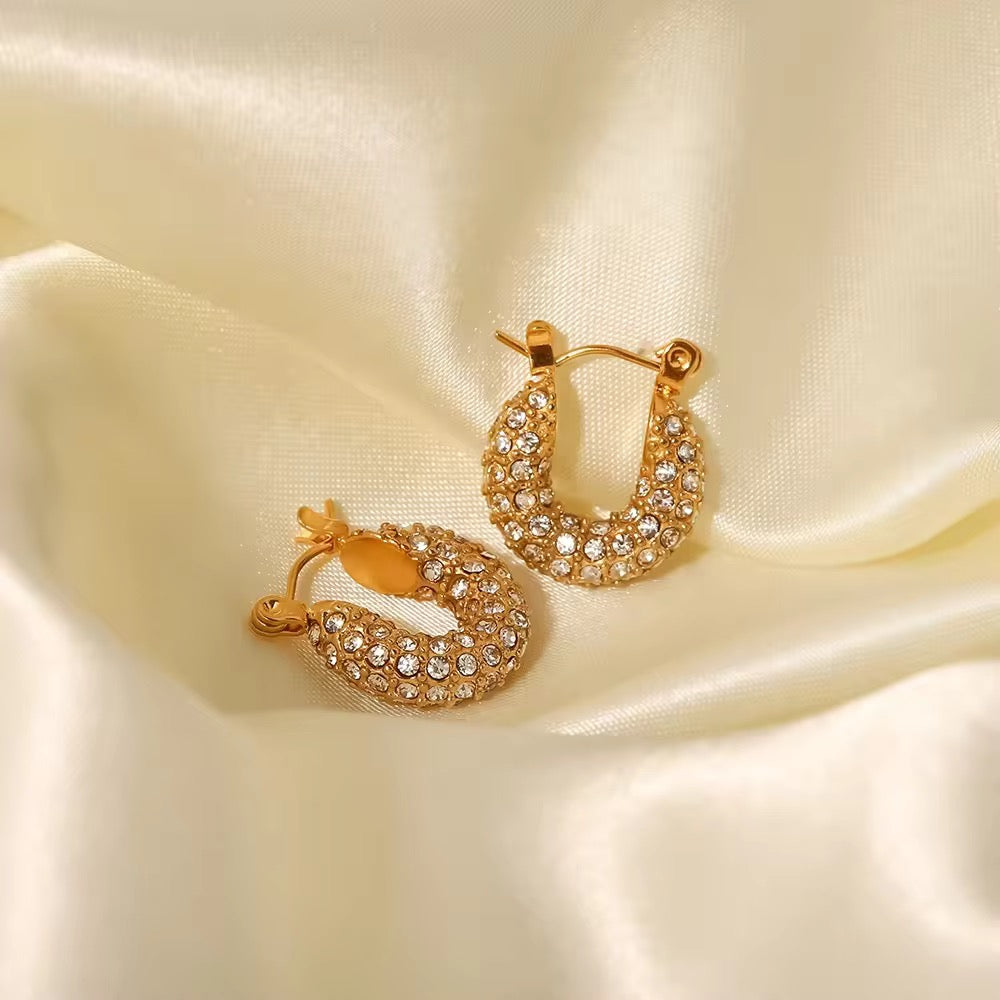 Crystal Pave Huggie Hoops