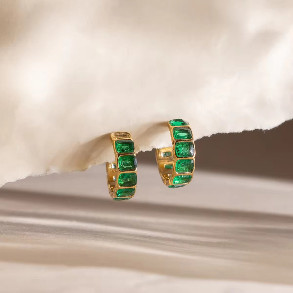 Emerald Crystal Hoop earrings