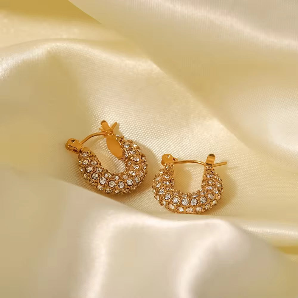 Crystal Pave Huggie Hoops