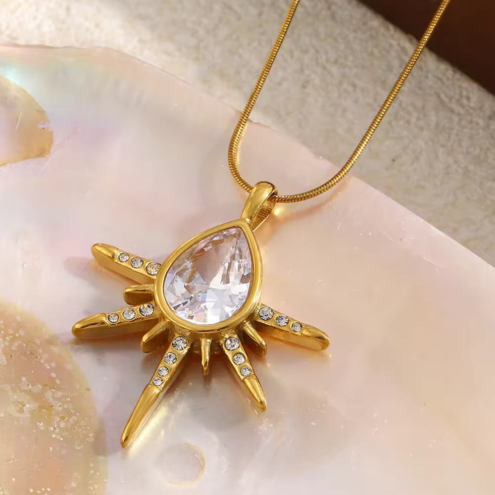 Sunburst Teardrop Necklace