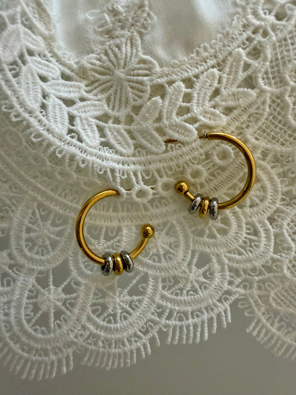 Two Tone Gold Hoop Earring