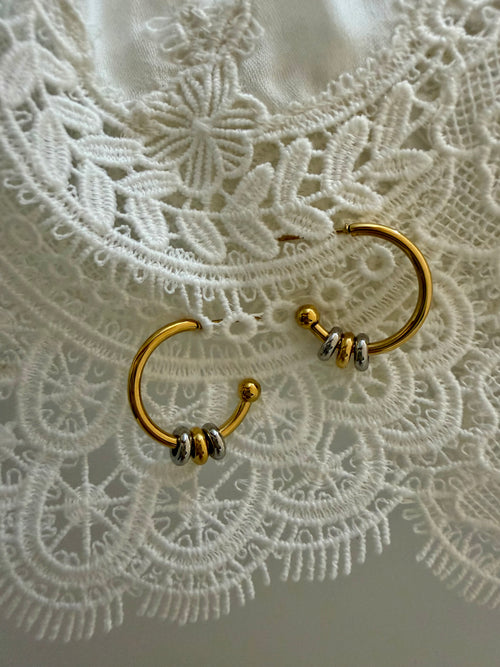 Two Tone Gold Hoop Earring