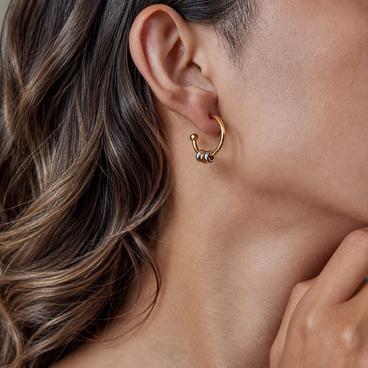 Two Tone Gold Hoop Earring